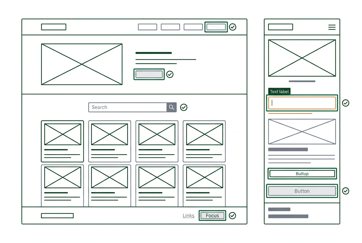 Barrierefreie Website mit sichtbarem Fokuszustand und responsivem Formulardesign