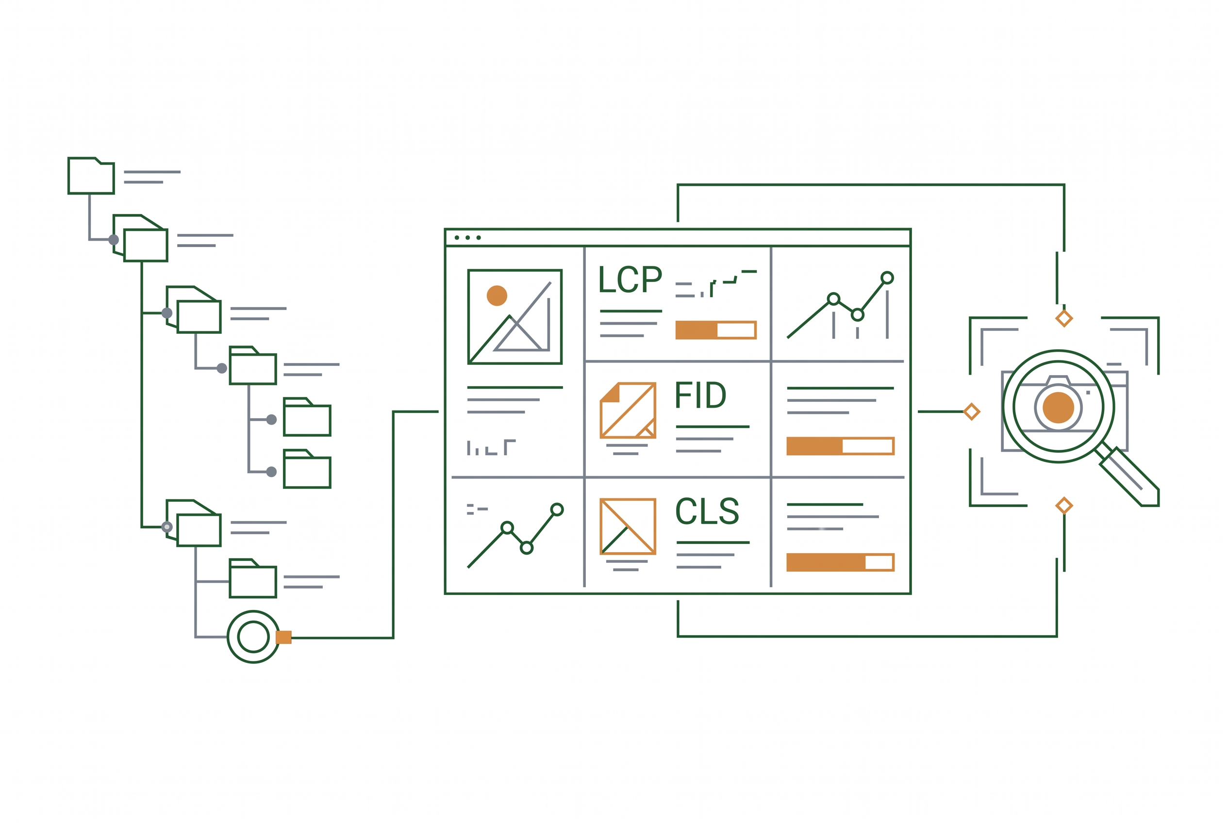 Shopware-Kategoriebaum mit Core-Web-Vitals-Messung und visueller Suche als Traffic-Kanal