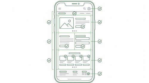 Website-Wireframe Mobile-Ansicht mit Accessibility-Elementen für professionelle Erstellung