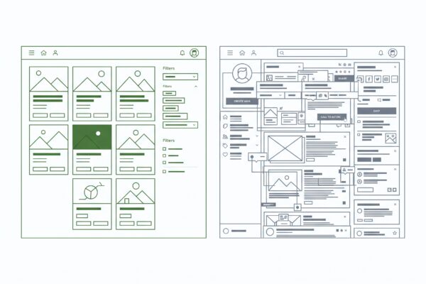 Übersichtliche versus überladene Benutzeroberfläche im UI-Design Vergleich