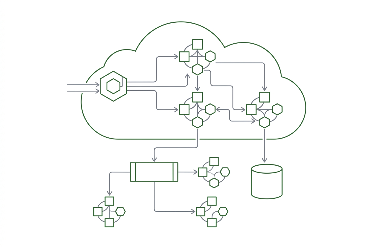 Backend-Architektur mit API, Datenbank, Queue und Microservices verstehen